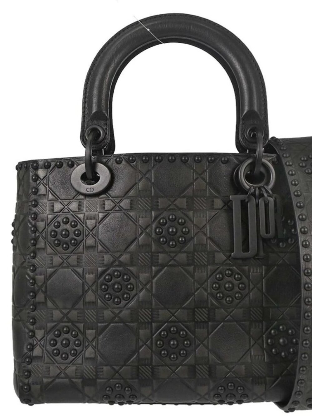 Christian Dior Black Calfskin Lady Dior Cannage 2way Handbag